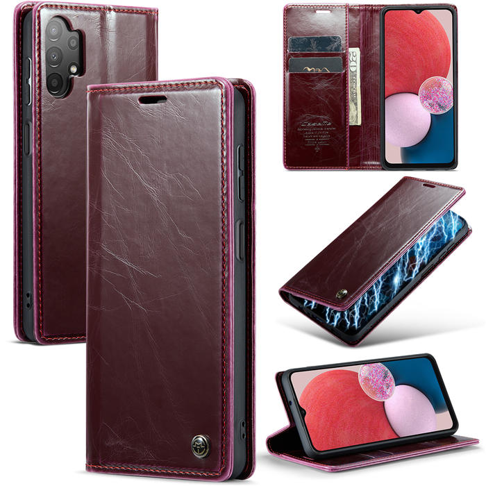 CaseMe Samsung Galaxy A13 Wallet Kickstand Magnetic Case Red - Click Image to Close