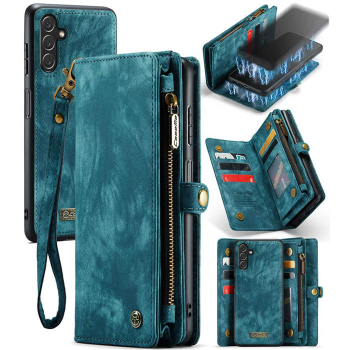 CaseMe Samsung Galaxy A13 5G Wallet Case with Wrist Strap Blue - Click Image to Close
