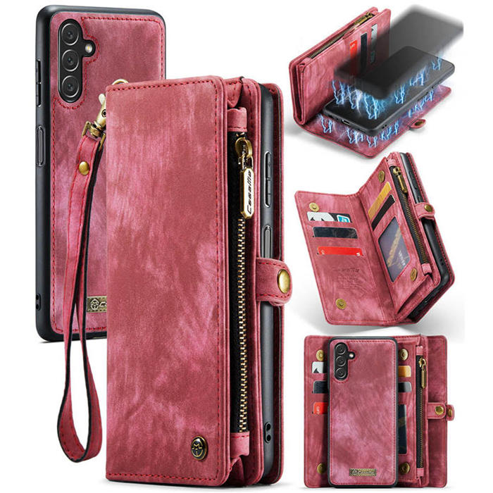CaseMe Samsung Galaxy A13 5G Wallet Case with Wrist Strap Red - Click Image to Close
