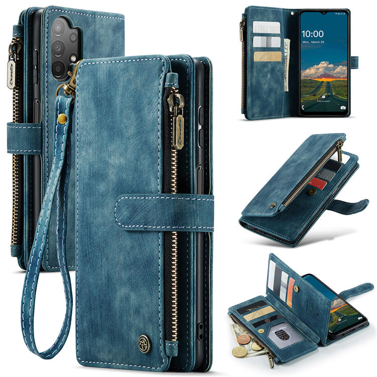 CaseMe Samsung Galaxy A13 5G Wallet Kickstand Case Blue - Click Image to Close