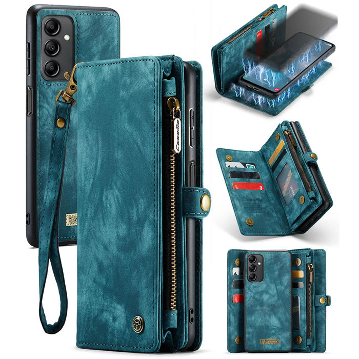 CaseMe Samsung Galaxy A14 5G Wallet Case with Wrist Strap Blue - Click Image to Close