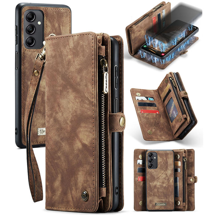 CaseMe Samsung Galaxy A14 5G Wallet Case with Wrist Strap Coffee - Click Image to Close