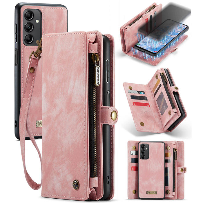 CaseMe Samsung Galaxy A14 5G Wallet Case with Wrist Strap Pink - Click Image to Close