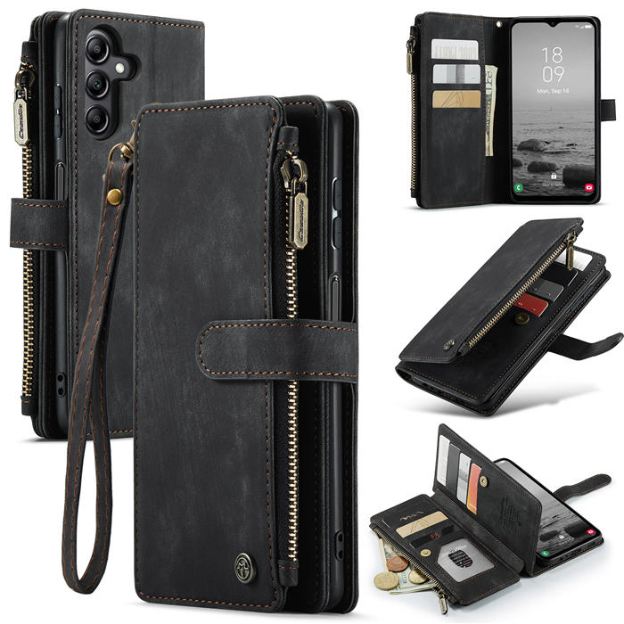CaseMe Samsung Galaxy A14 5G Wallet Kickstand Case Black - Click Image to Close