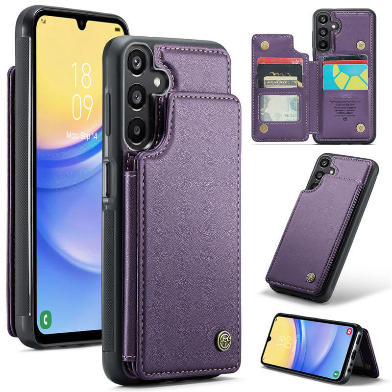 CaseMe Samsung Galaxy A15 RFID Blocking Card Holder Case Purple