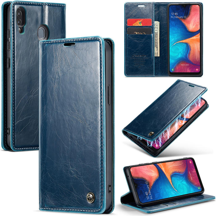 CaseMe Samsung Galaxy A20/A30 Wallet Magnetic Case Blue - Click Image to Close