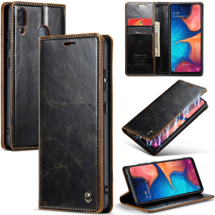 CaseMe Samsung Galaxy A20/A30 Wallet Magnetic Case Coffee - Click Image to Close