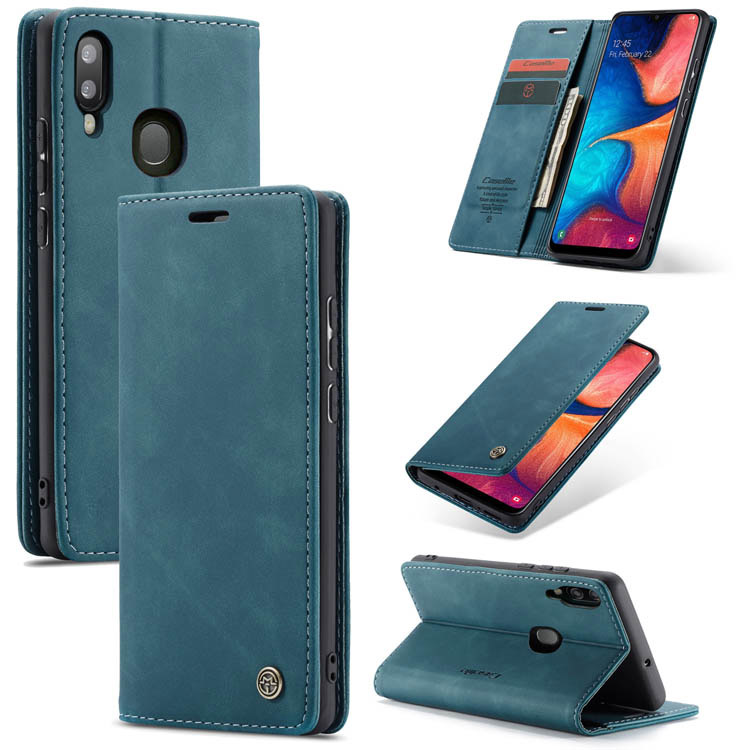 CaseMe Samsung Galaxy A30 Wallet Stand Flip Leather Case Blue - Click Image to Close