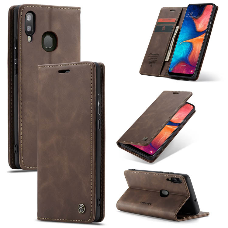 CaseMe Samsung Galaxy A30 Wallet Magnetic Flip Case Coffee - Click Image to Close