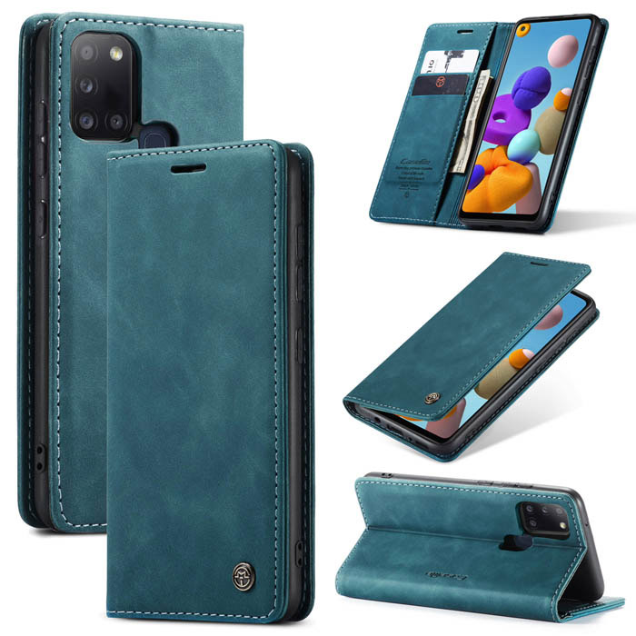 Beddouuk for Samsung Galaxy A21S Case,Premium Leather Zipper Wallet Handbag Magnetic Case with Flip Card Holder Cover for Samsung Galaxy A21S-Blue 