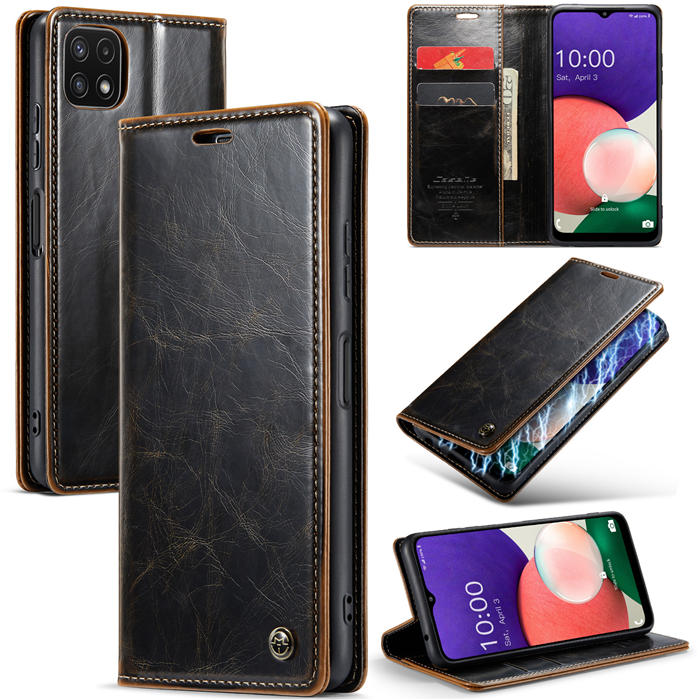 CaseMe Samsung Galaxy A22 5G Wallet Magnetic Case Coffee - Click Image to Close