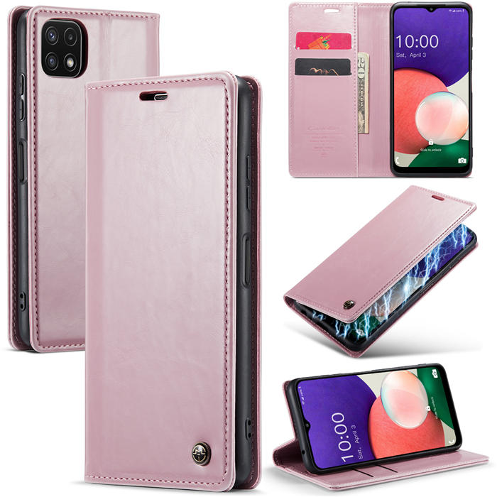 CaseMe Samsung Galaxy A22 5G Wallet Magnetic Case Pink - Click Image to Close