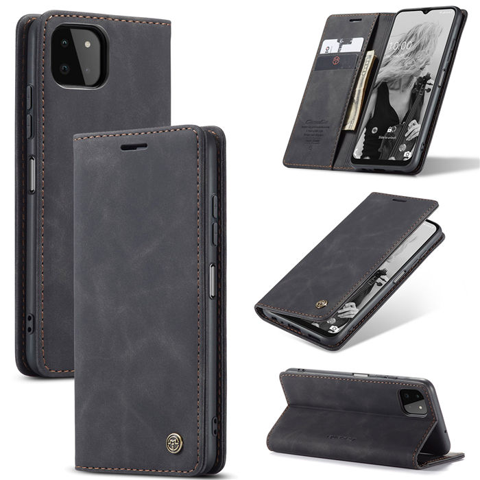 CaseMe Samsung Galaxy A22 5G Wallet Kickstand Case Black - Click Image to Close