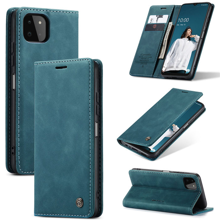 CaseMe Samsung Galaxy A22 5G Wallet Kickstand Case Blue - Click Image to Close