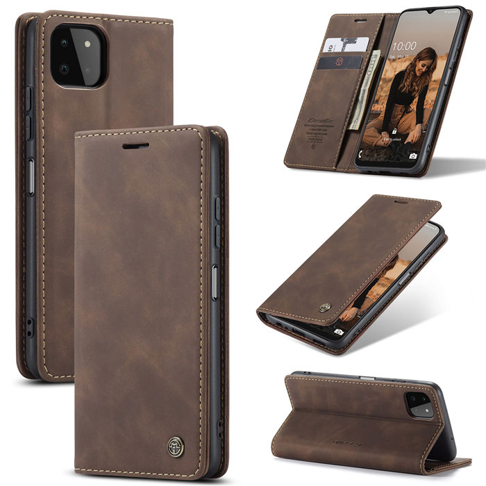 CaseMe Samsung Galaxy A22 5G Wallet Kickstand Case Coffee - Click Image to Close