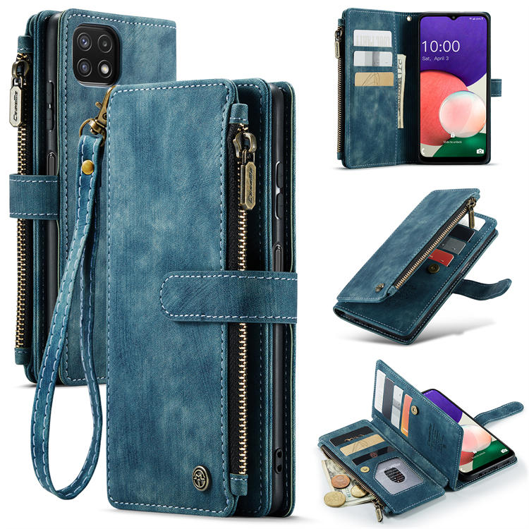 CaseMe Samsung Galaxy A22 5G Wallet Kickstand Case Blue
