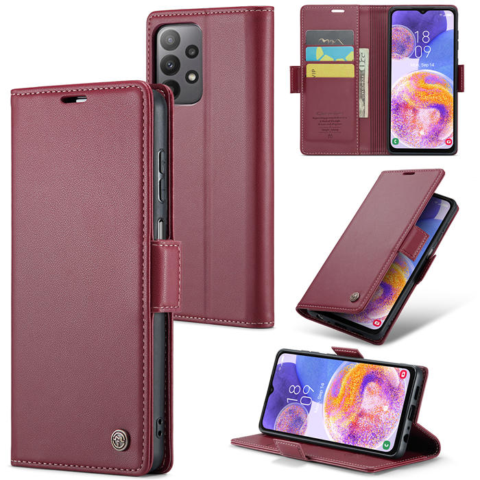 CaseMe Samsung Galaxy A23 Wallet RFID Blocking Magnetic Buckle Case Red