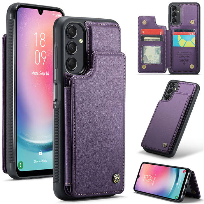 CaseMe Samsung Galaxy A24 4G RFID Blocking Card Holder Case Purple - Click Image to Close