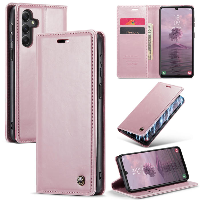 CaseMe Samsung Galaxy A24 4G Wallet Luxury Leather Case Pink - Click Image to Close
