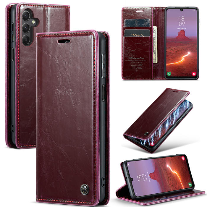 CaseMe Samsung Galaxy A24 4G Wallet Luxury Leather Case Red - Click Image to Close