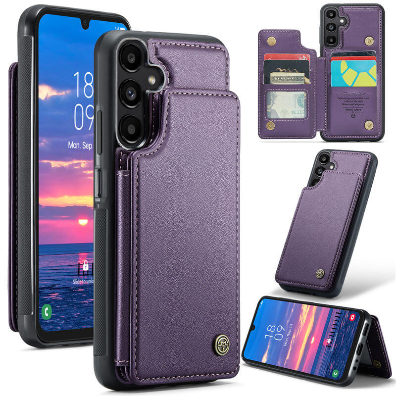 CaseMe Samsung Galaxy A25 RFID Blocking Card Holder Case Purple - Click Image to Close