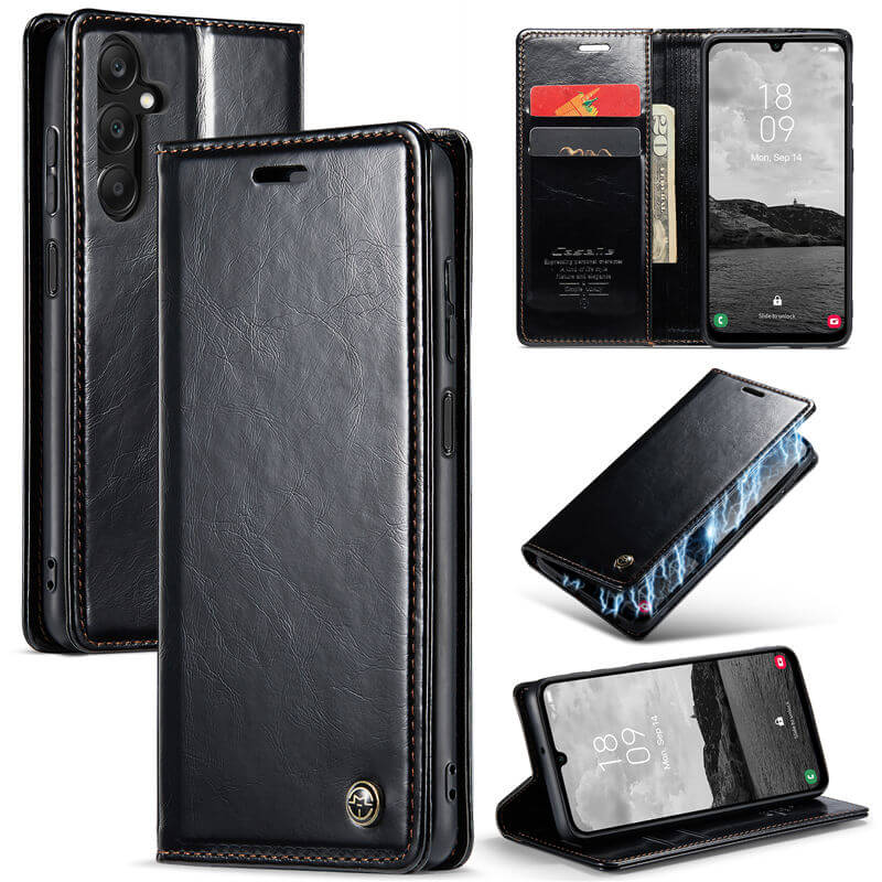CaseMe Samsung Galaxy A25 Luxury Wallet Magnetic Case Black