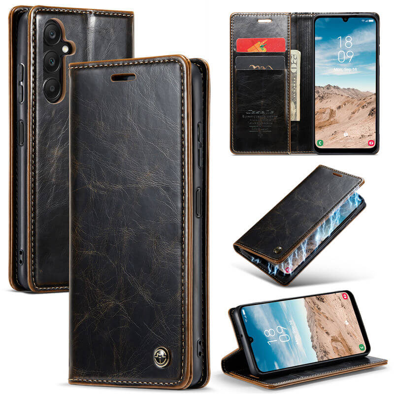 CaseMe Samsung Galaxy A25 Luxury Wallet Magnetic Case Coffee
