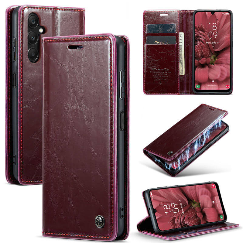 CaseMe Samsung Galaxy A25 Luxury Wallet Magnetic Case Red