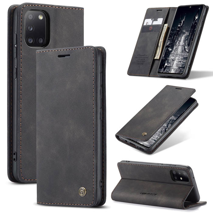 CaseMe Samsung Galaxy A31 Wallet Kickstand Flip Case Black - Click Image to Close