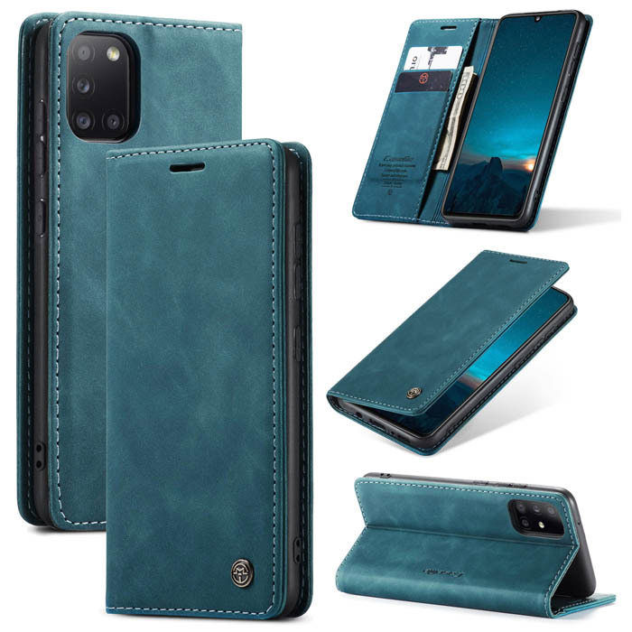 CaseMe Samsung Galaxy A31 Wallet Kickstand Flip Case Blue