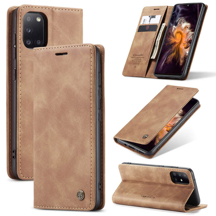 CaseMe Samsung Galaxy A31 Wallet Kickstand Flip Case Brown