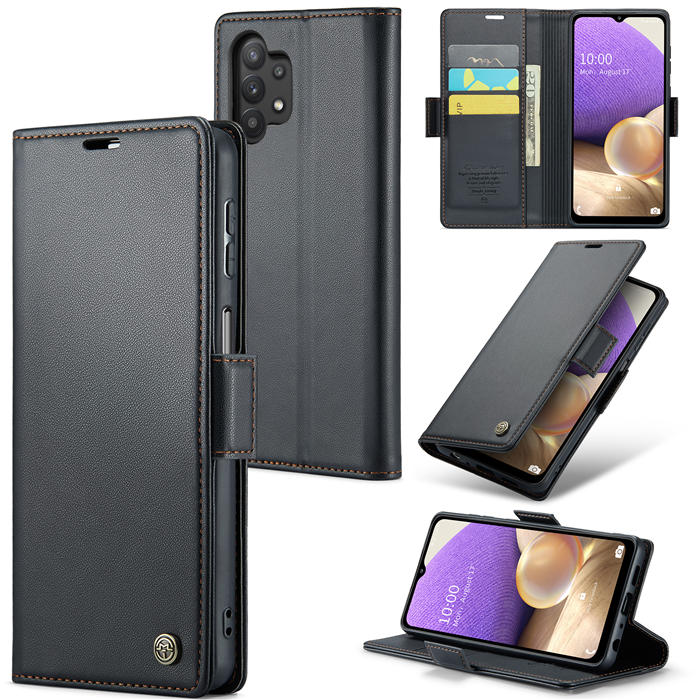 CaseMe Samsung Galaxy A32 5G Wallet RFID Blocking Magnetic Buckle Case Black