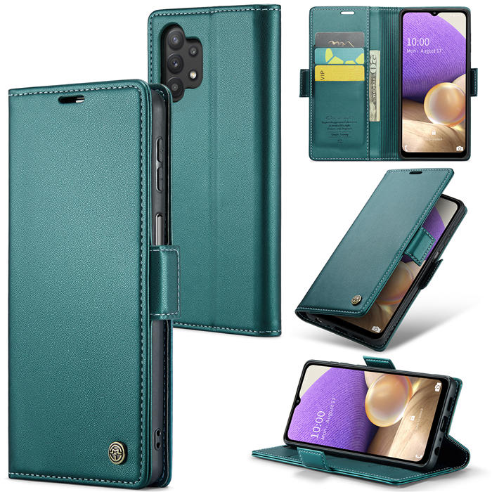 CaseMe Samsung Galaxy A32 5G Wallet RFID Blocking Magnetic Buckle Case Green