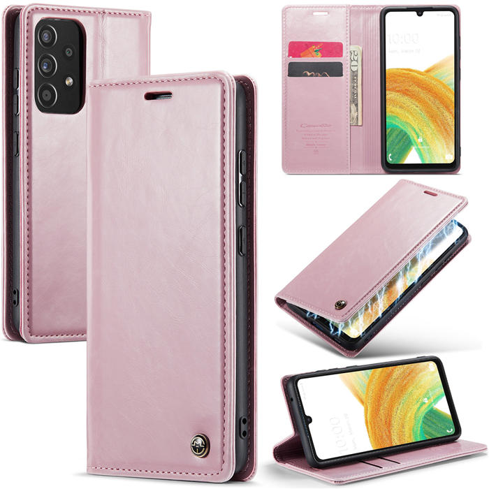 CaseMe Samsung Galaxy A33 5G Wallet Magnetic Case Pink - Click Image to Close