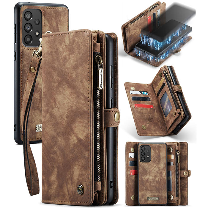 CaseMe Samsung Galaxy A33 5G Wallet Case with Wrist Strap Coffee - Click Image to Close