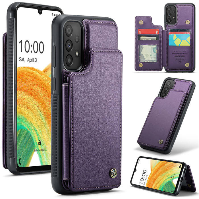 CaseMe Samsung Galaxy A33 5G RFID Blocking Card Holder Case Purple