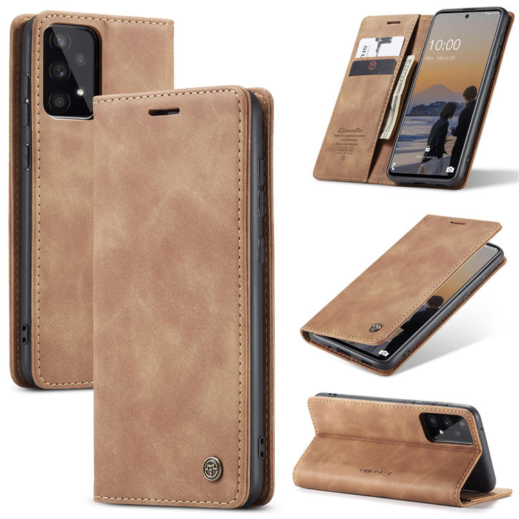CaseMe Samsung Galaxy A33 5G Wallet Magnetic Case Brown - Click Image to Close