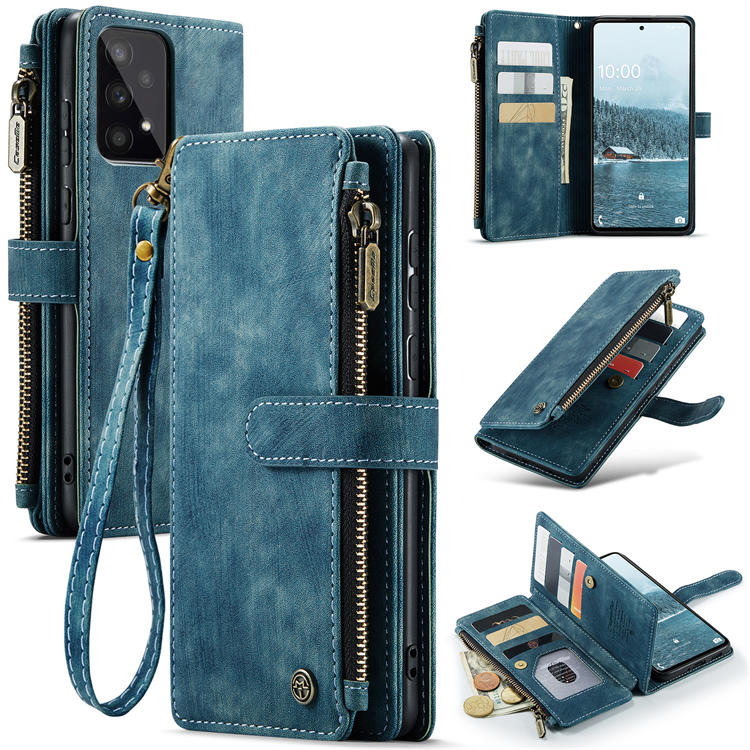 CaseMe Samsung Galaxy A33 5G Wallet Kickstand Case Blue - Click Image to Close