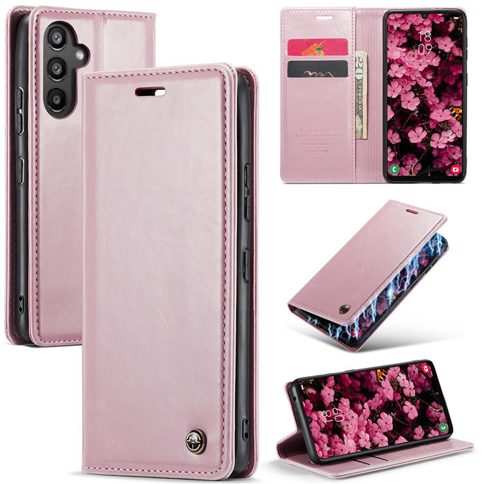 CaseMe Samsung Galaxy A34 5G Luxury Wallet Magnetic Case Pink - Click Image to Close