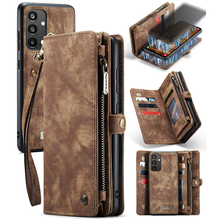 CaseMe Samsung Galaxy A34 5G Wallet Case with Wrist Strap Coffee - Click Image to Close