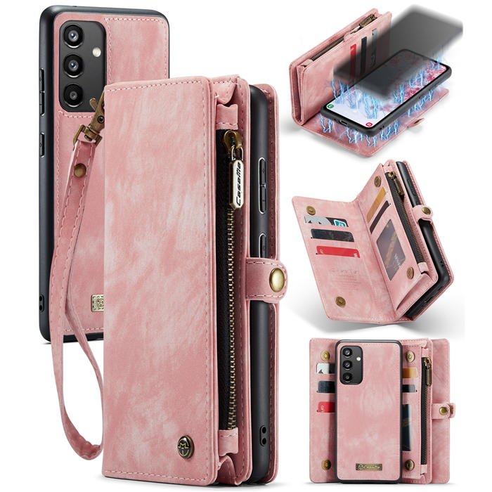 CaseMe Samsung Galaxy A34 5G Wallet Case with Wrist Strap Pink - Click Image to Close