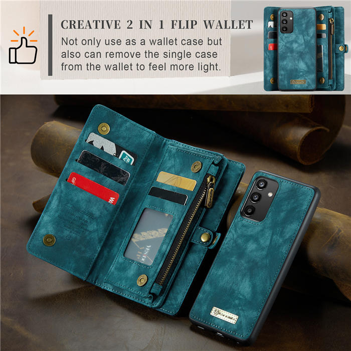CaseMe Samsung Galaxy A34 5G Zipper Wallet Magnetic Detachable 2 in 1 Case with Wrist Strap