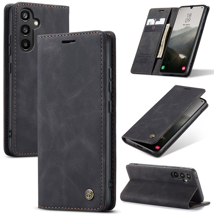 CaseMe Samsung Galaxy A34 5G Wallet Suede Leather Case Black - Click Image to Close