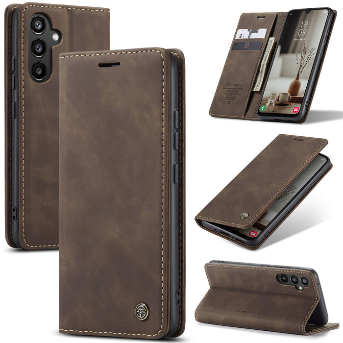 CaseMe Samsung Galaxy A34 5G Wallet Suede Leather Case Coffee - Click Image to Close