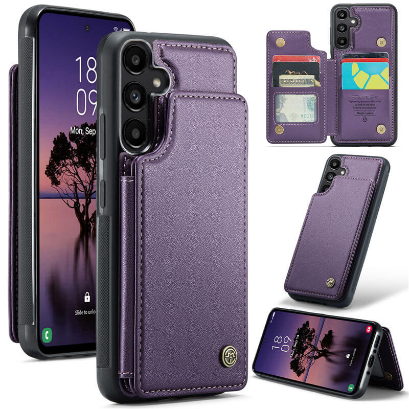 CaseMe Samsung Galaxy A35 RFID Blocking Card Holder Case Purple