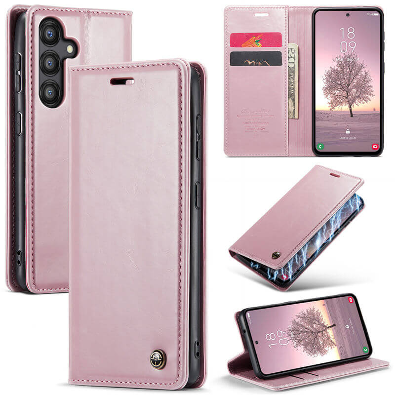 CaseMe Samsung Galaxy A35 Luxury Wallet Magnetic Case Pink - Click Image to Close