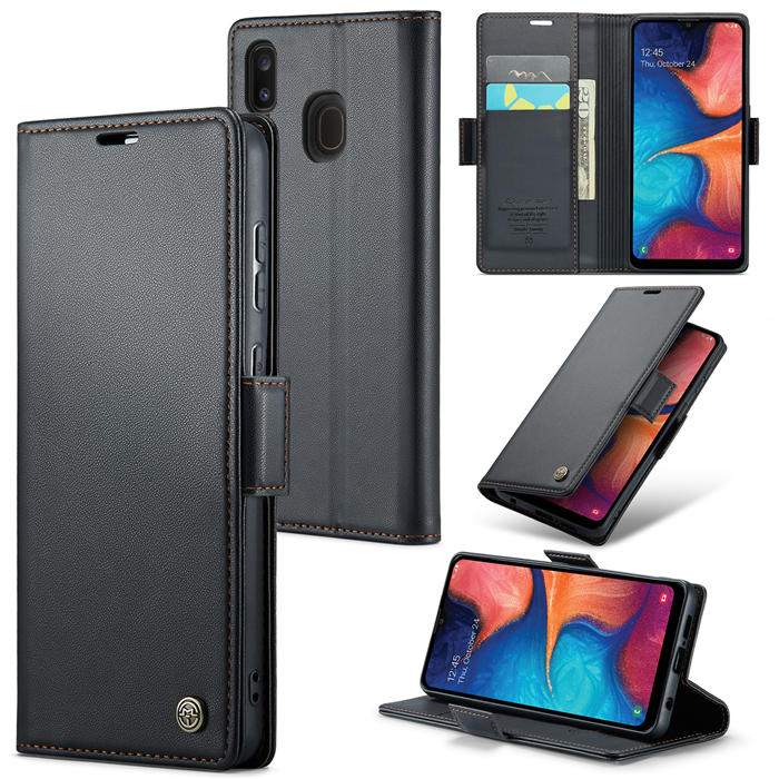 CaseMe Samsung Galaxy A40 Wallet RFID Blocking Magnetic Buckle Case Black
