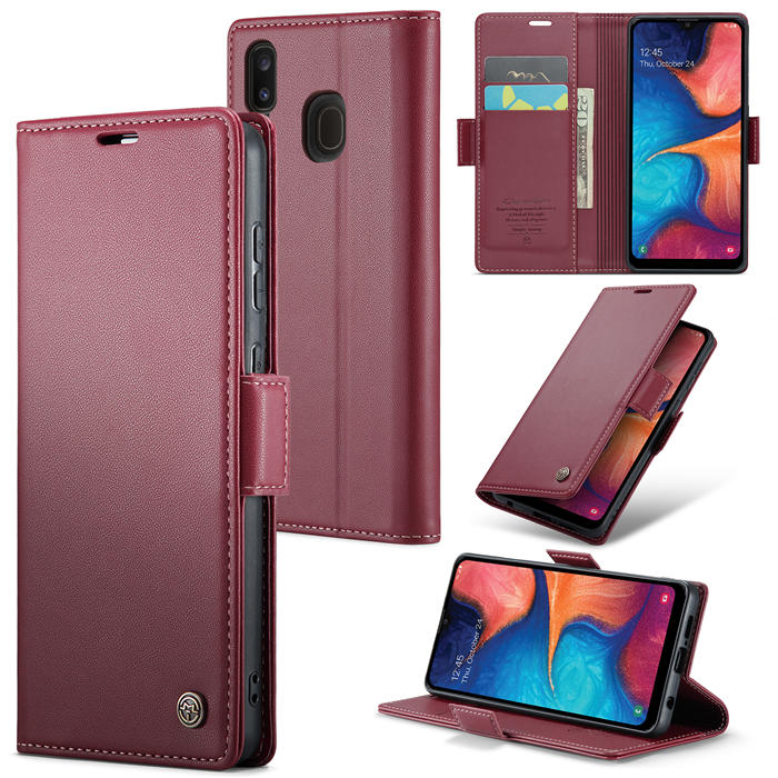 CaseMe Samsung Galaxy A40 Wallet RFID Blocking Magnetic Buckle Case Red - Click Image to Close