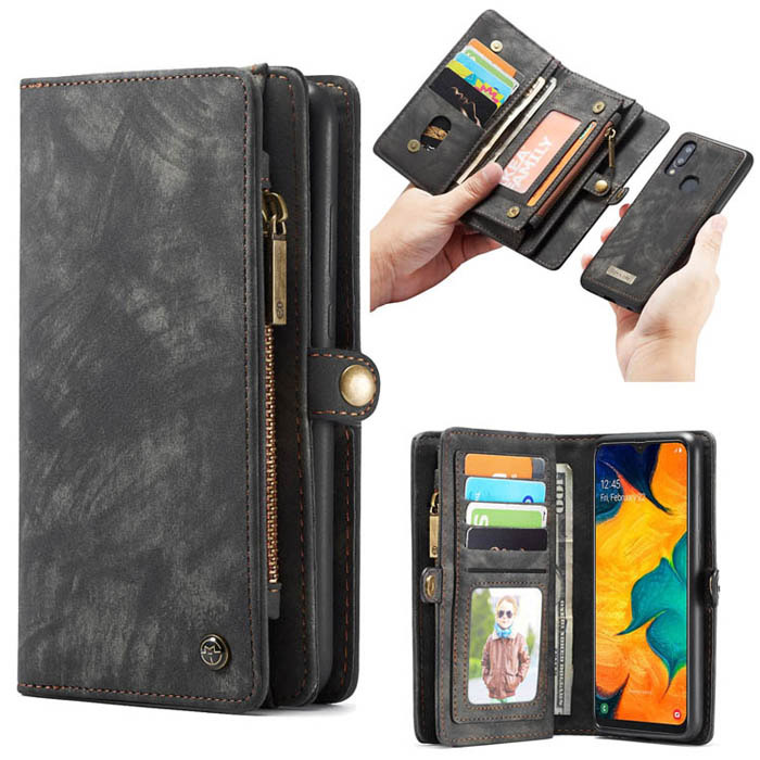 CaseMe Samsung Galaxy A40 Detachable Zipper Wallet Case Black