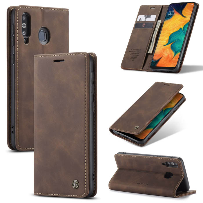 CaseMe Samsung Galaxy A40S Wallet Kickstand Magnetic Case Coffee - Click Image to Close